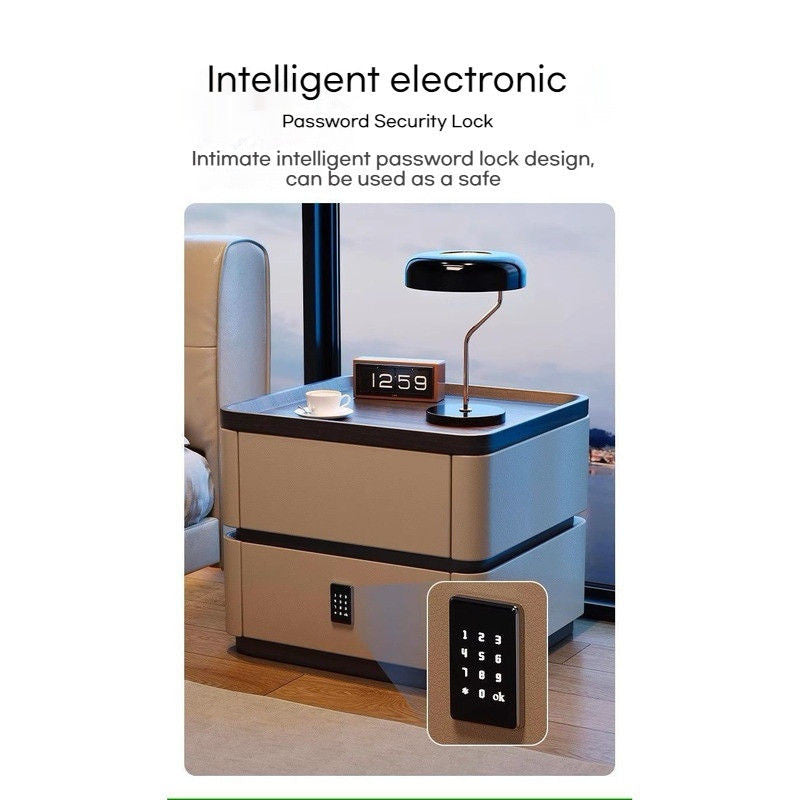 Elegant Decorative Table with Lock Modern Home Bedroom Italian Style Simple Storage Bedside Cabinet High-end Feeling