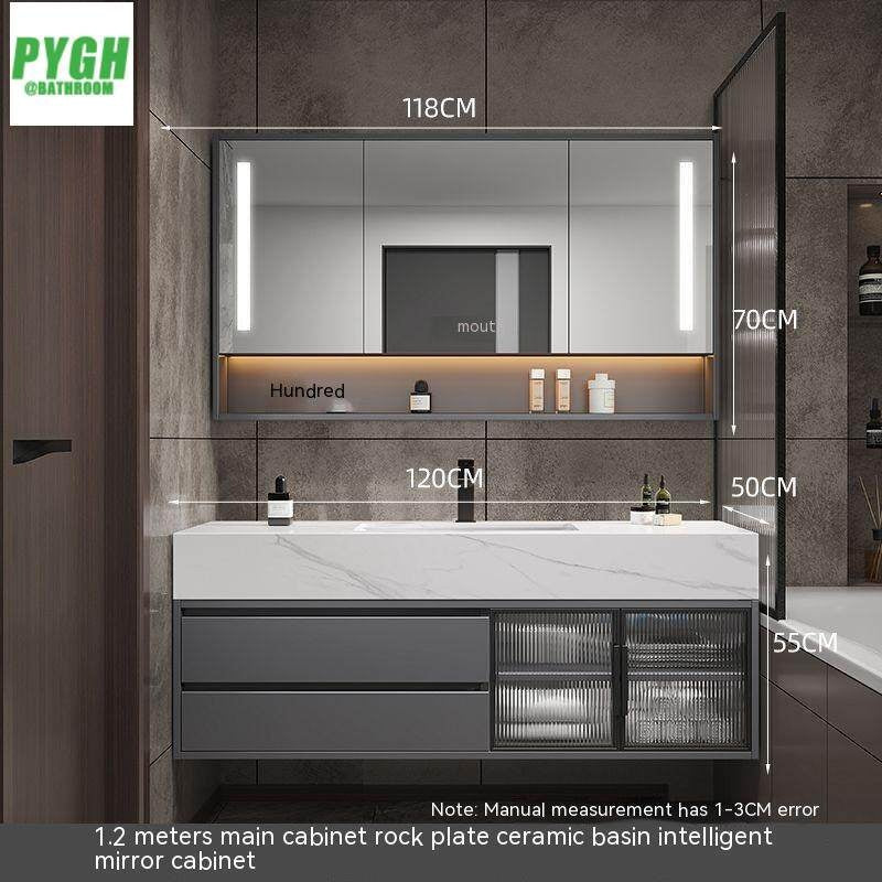 QW- Large Basin Set with Smart Mirror and Real Wood Storage Cabinet for Bathroom