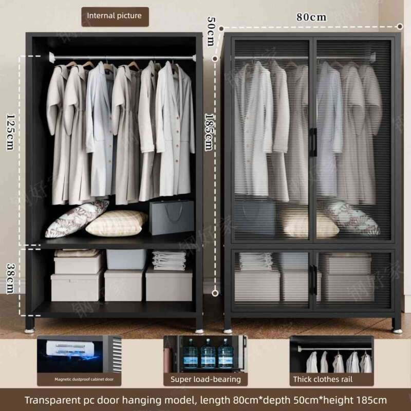 Hitam Ringkas untuk Rumah, Bilik Tidur, Bilik Sewa, Almari Logam Kanak-kanak