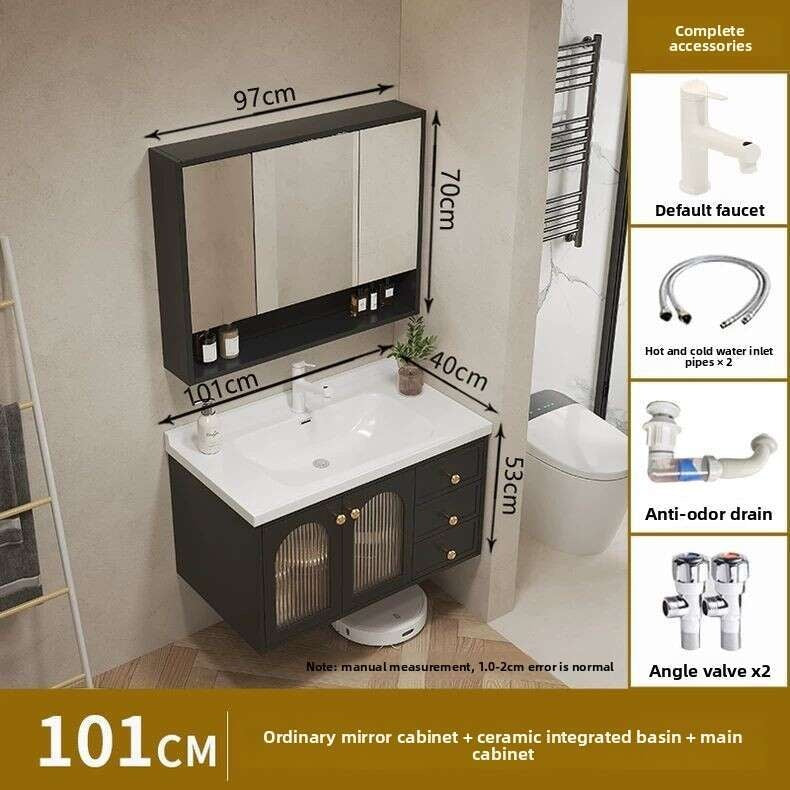 QW- Kabinet kaca pintar untuk storan bilik mandi, lebar 40 cm.