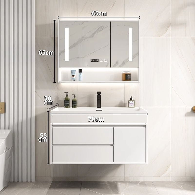 Kabinet Kaca Pintar Singki Putih QW-, Kabinet Penyimpanan Bilik Mandi Kayu Asli 