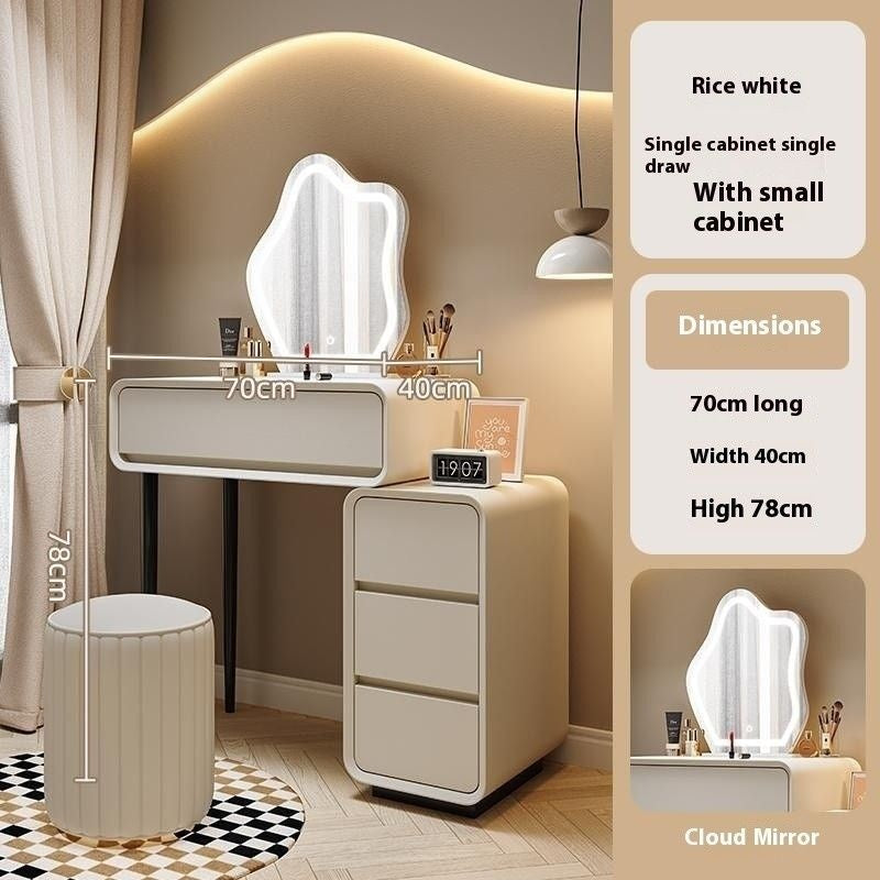 Cream Wind Solid Wood Large Bedroom Modern Simple Foldable Chest of Drawers One Dressing Table