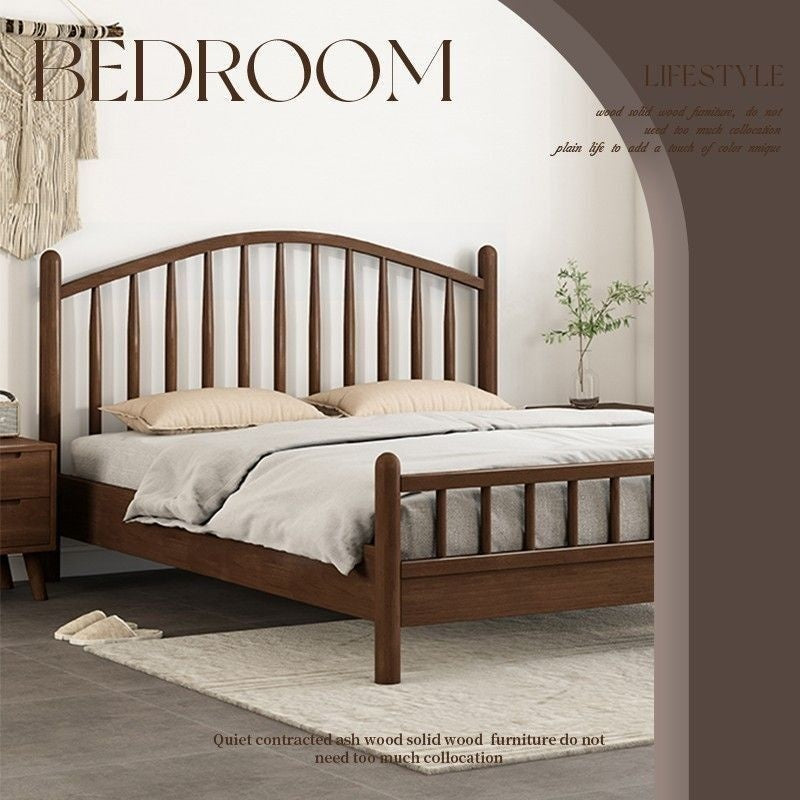 Katil gaya puteri moden Jepun kayu padu Nordik 1.8 inci double ringkas 1.2 meter