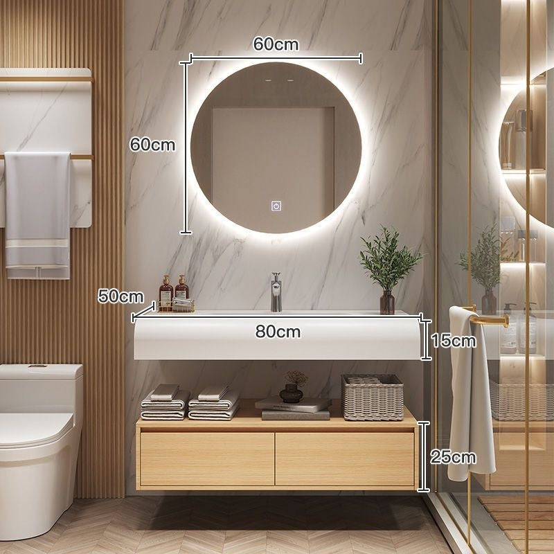QW- Solid Wood Storage Smart Mirror Cabinet Bathroom Sink Set