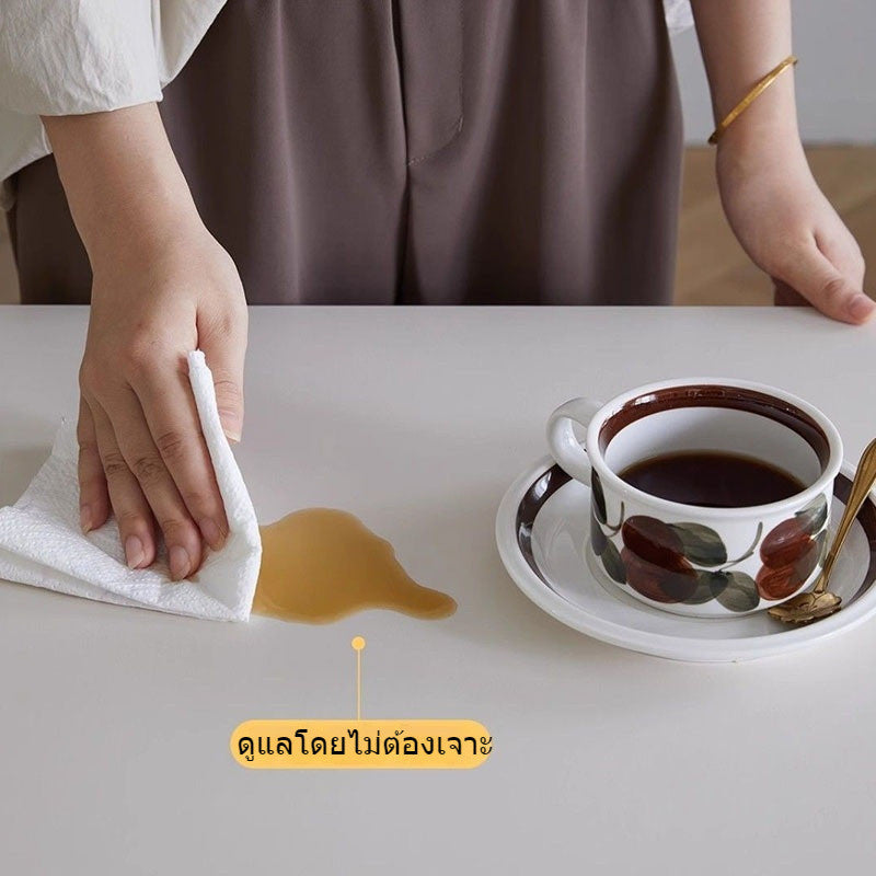 Set Makan Gaya Nordik dengan Meja dan Kerusi Segiempat Atas Kayu Padu