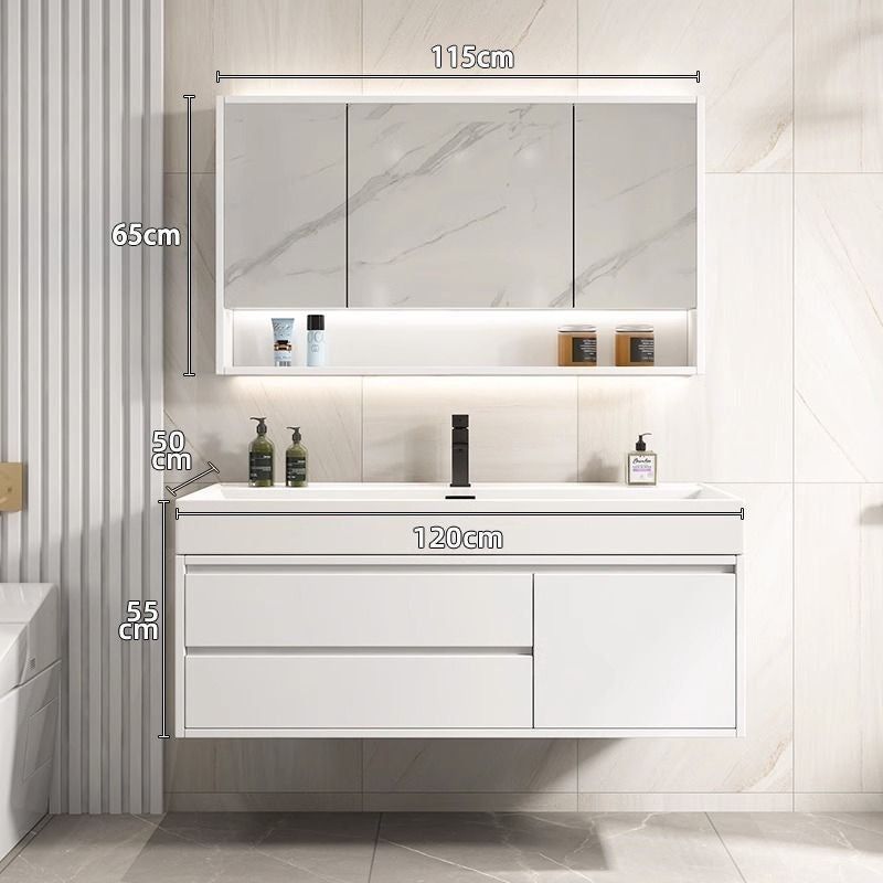 Kabinet Kaca Pintar Singki Putih QW-, Kabinet Penyimpanan Bilik Mandi Kayu Asli 