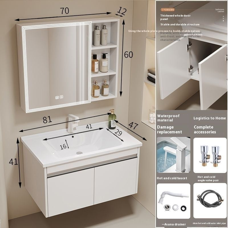 QW- alloy Aluminum makes a storage cabinet for the bathroom, mirror cabinet, and sink set.
