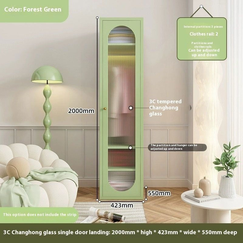Cream Windbreaker Bedroom Home Iron Wardrobe Three-Door Storage Cabinet Easy Combination