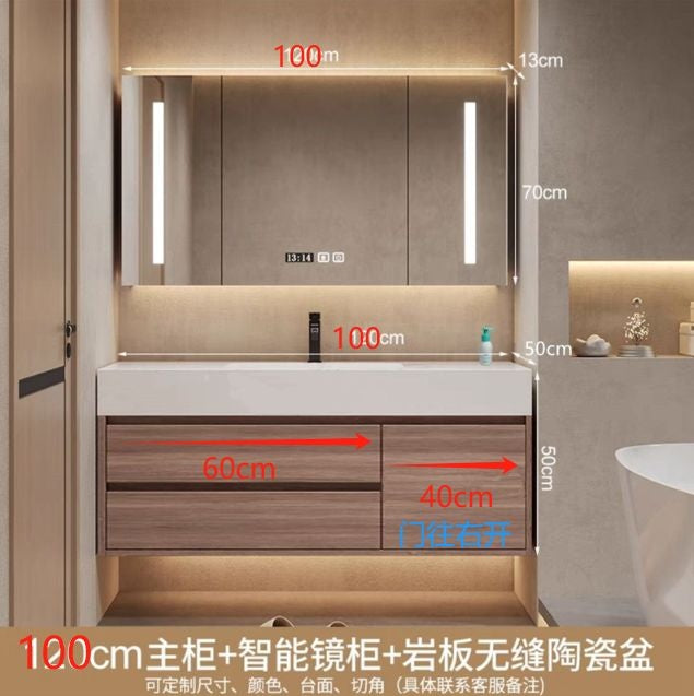 QW- Storan berkualiti tinggi diperbuat daripada kayu asli untuk kabinet cermin pintar di bilik mandi, sinki bilik mandi. 