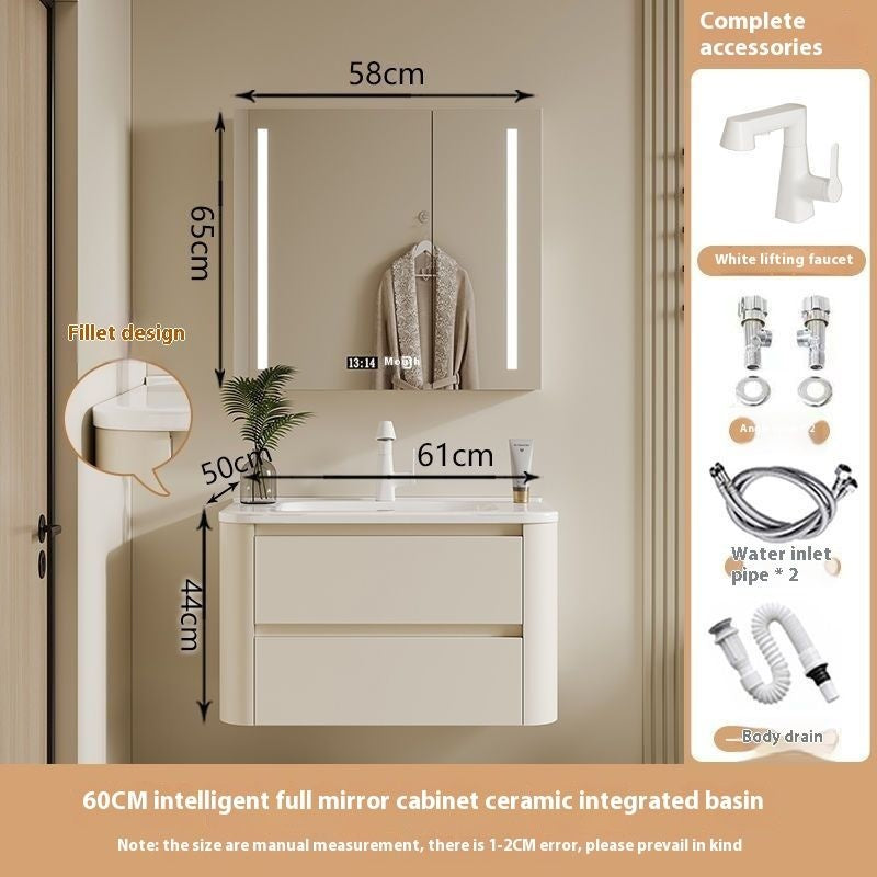 QW- Ins Style Storage Cabinet, Smart Mirror Cabinet for Bathroom, Bathroom Sink Set