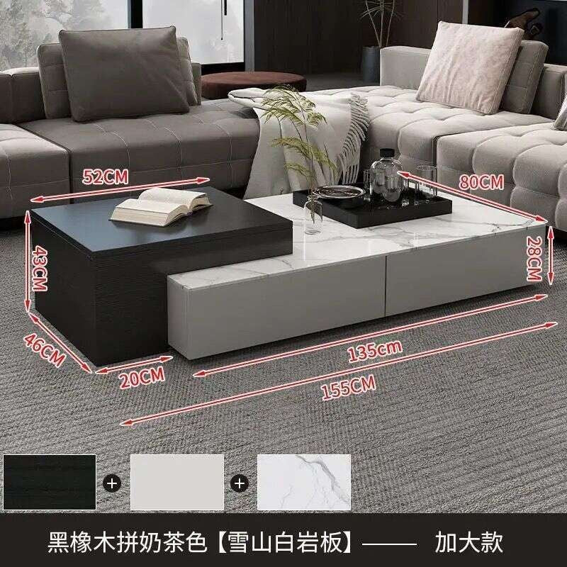 Meja Kopi Batu Boleh Laras Pelbagai Fungsi untuk Ruang Tamu. Kegunaan rumah moden yang ringkas. Meja teh yang elegan dan berkelas.
