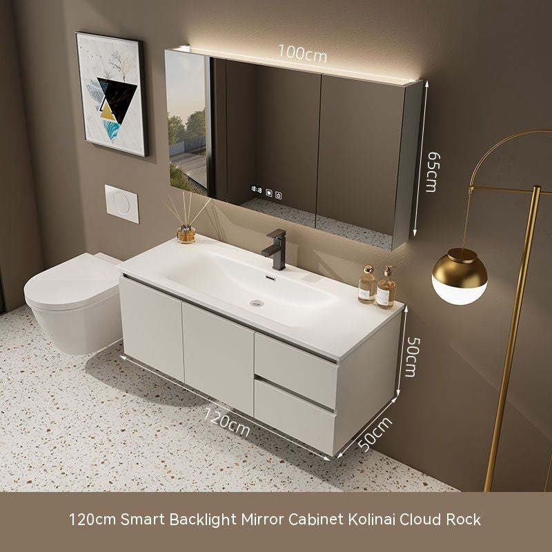 QW- Washbasin with Smart Mirror Bathroom, Real Wood Storage Cabinet in the Bathroom