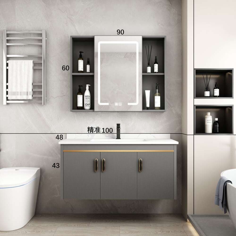 Kabinet Penyimpanan Aluminium QW- Cermin Pintar di Bilik Mandi, Singki Bilik Mandi 