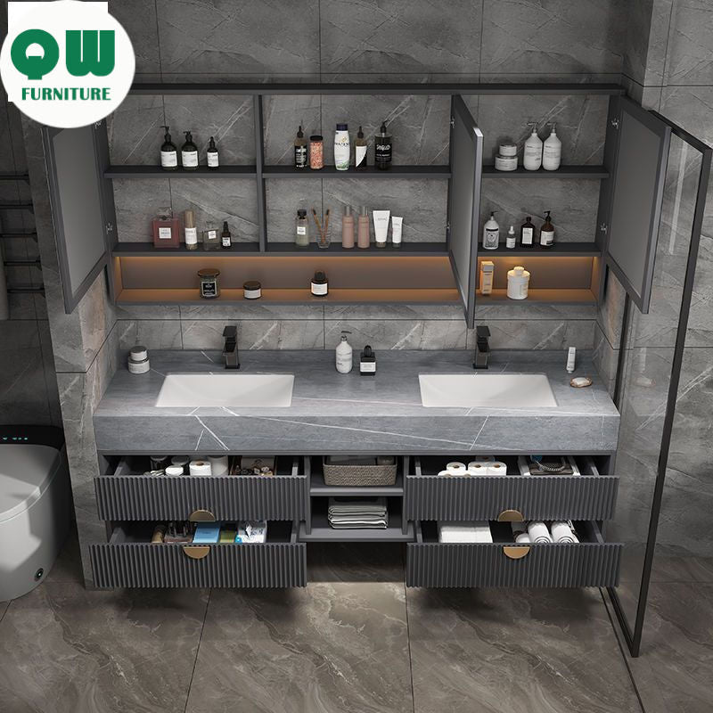QW- Mirror Cabinet, Combo of Two Face Washing Sets, Bathroom Sink