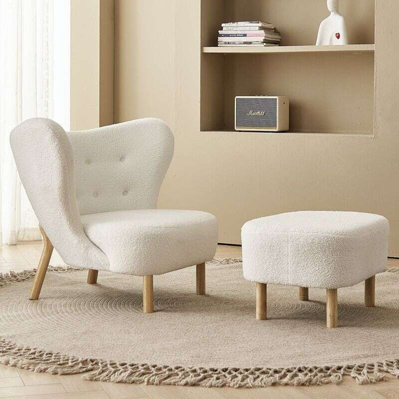 Simple Design Vintage Feeling Single Leisure Chair Sheepskin Jacquard Living Room Balcony Lazy Sofa