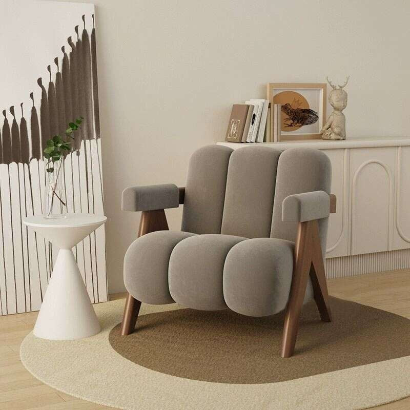 Nordic Light Luxury Single Designer Living Room Sofa Chair Frosted Fleece
